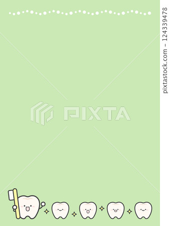 Tooth and toothbrush frame green Tooth and toothbrush frame green 124339478