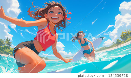A swimsuit lady 124339728