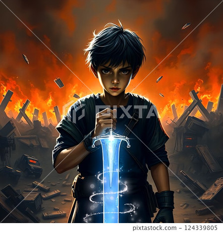 [World's End] Time to Awaken! Statue of a boy who awakens to his power at the end of the world 124339805