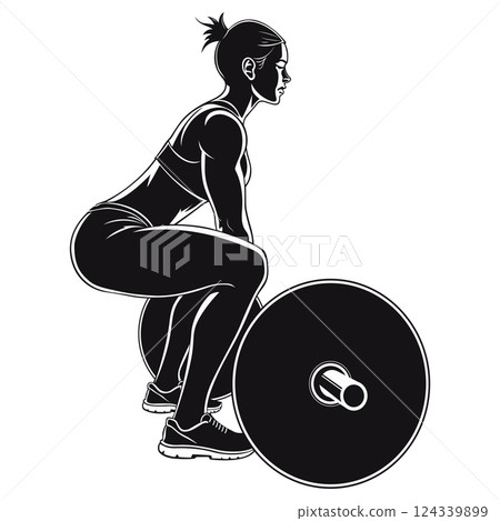 Dynamic Female Weightlifter Executing an Impressive Deadlift with Skill and Precision 124339899