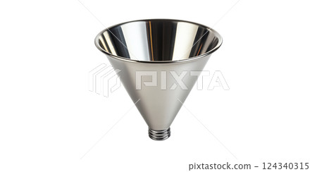 Stainless Steel Funnel For Precision Pouring And Liquid Transfer Isolated On Transparent Background 124340315