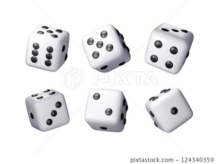 3D set of dice white playing cube isolated 3D set of dice white playing cube isolated 124340359