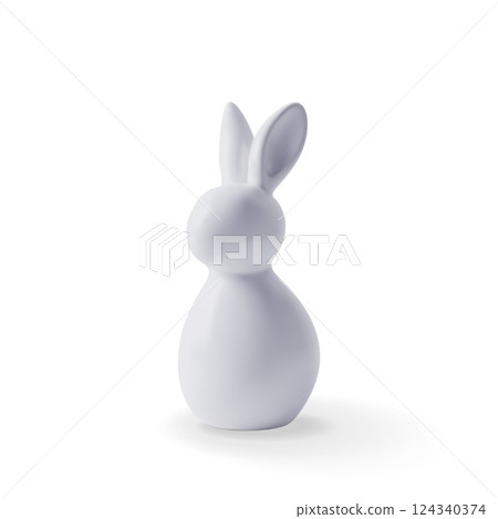 3D white ceramic easter bunny isolated 3D white ceramic easter bunny isolated 124340374