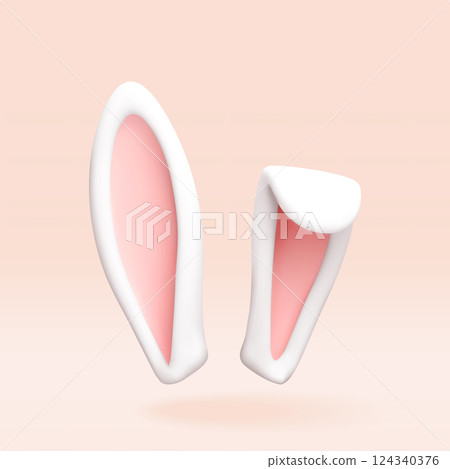 3D rabbit easter ears isolated on pink. 3D rabbit easter ears isolated on pink. 124340376