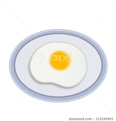 Illustration of a fried egg on a plate 124340463