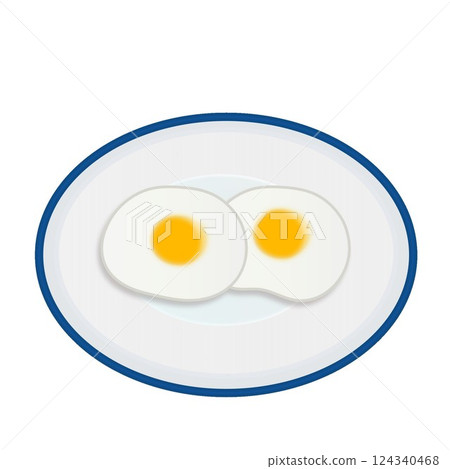 盤子裡煎蛋的插圖 盤子裡煎蛋的插圖 124340468