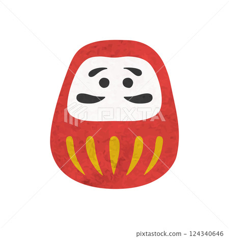 手繪水彩達摩插畫 124340646