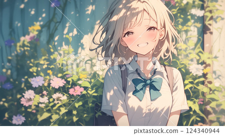 站立在花園裡的婦女 站立在花園裡的婦女 124340944
