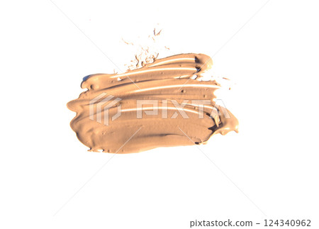 Liquid beige Foundation isolated on white background, make-up concept Liquid beige Foundation isolated on white background, make-up concept 124340962