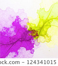Abstract background with liquid smoke texture, lilac and yellow on white background 124341015