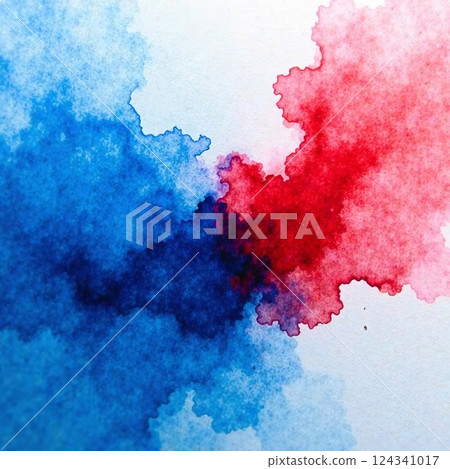 Abstract background with liquid smoke texture, blue and red on white background 124341017
