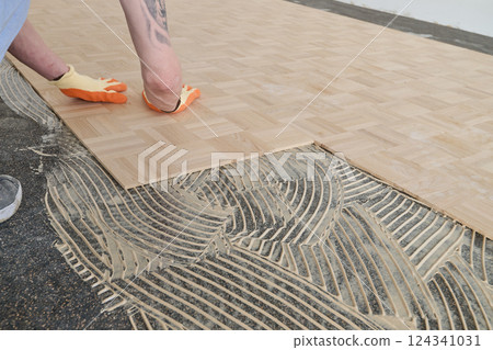Laying oak vintage pattern parquet Laying oak vintage pattern parquet 124341031