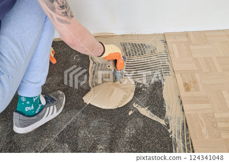 Laying oak vintage pattern parquet Laying oak vintage pattern parquet 124341048