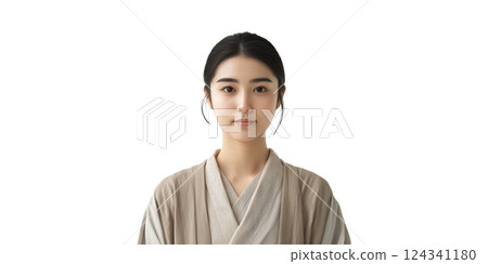 Young Woman In Traditional Attire. Cultural Heritage And Fashion Isolated On Transparent Background Young Woman In Traditional Attire. Cultural Heritage And Fashion Isolated On Transparent Background 124341180