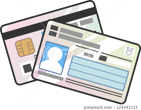 我的號碼卡（個人號碼卡）正面和背面插圖向量彩色圖標 124341215