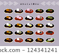 [有白邊]盤子裡各種饅頭的手繪彩色插圖集 124341241