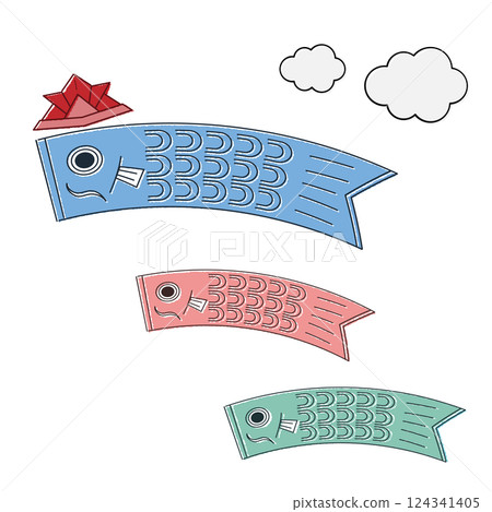 鯉魚旗插圖(線描) 鯉魚旗插圖(線描) 124341405
