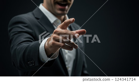 businessman pointing or touching something with finger 124341714