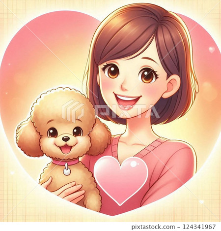 可愛的狗和女人 124341967