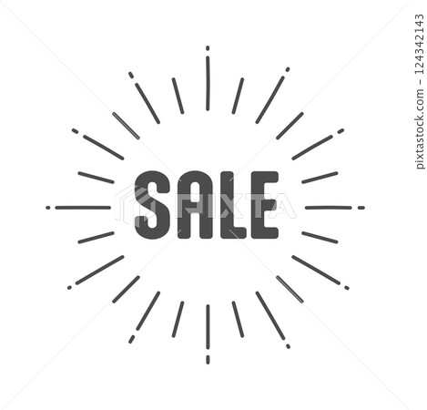 SALE lettering and a simple black sunburst frame - Sale POP design parts material SALE lettering and a simple black sunburst frame - Sale POP design parts material 124342143