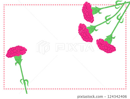 mother's day red carnation frame illustration 124342406