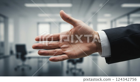 composite image of businessman giving handshake 124342756
