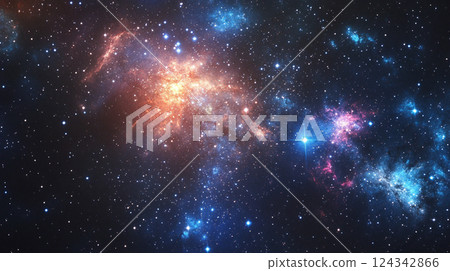 太空中美麗的星雲和閃亮的星星 124342866