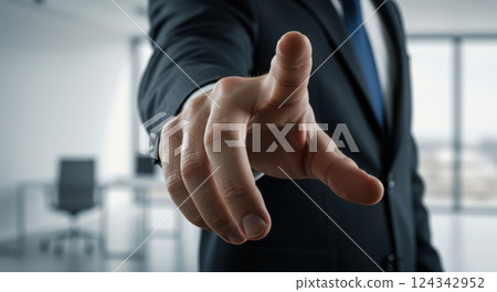 composite image of businessman pointing with finger 124342952