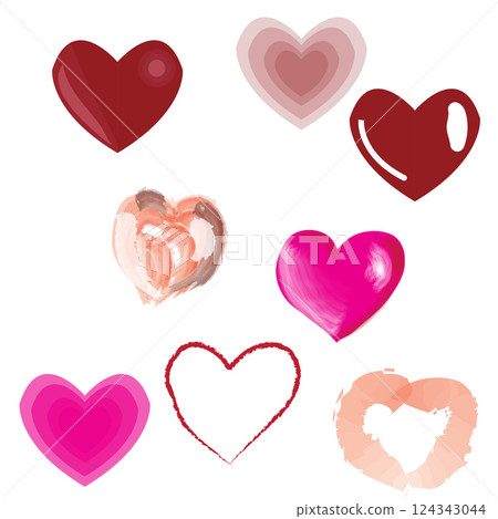 Set of different hearts. Vector illustration isolated on white background. Set of different hearts. Vector illustration isolated on white background. 124343044