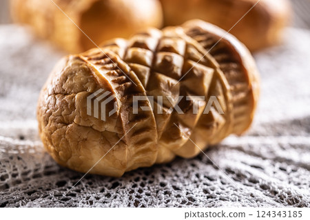 Oscypki - Traditional salty smoked cheese made from sheep's milk from the Polish region of Zakopane under the High Tatras 124343185