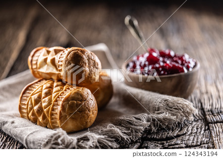 Oscypki - Traditional salty smoked cheese made from sheep's milk from the Polish region of Zakopane under the High Tatras 124343194