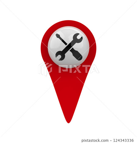 Red repair map icon Red repair map icon 124343336
