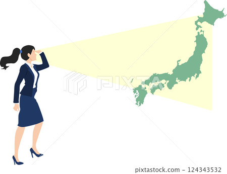 一位女商人正在監測日本的商業狀況 124343532