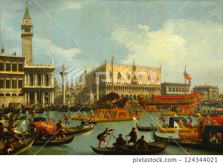 Bucentaur's return to the pier by the Palazzo Ducale. Canaletto 124344021