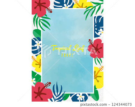 Tropical flower frame Tropical flower frame 124344073