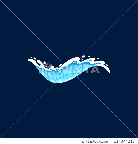 Aqua water splash. Liquid water drops, blue transparent splashes, water flows and waves flat vector illustration icon. Clean water splash collection on dark blue Aqua water splash. Liquid water drops, blue transparent splashes, water flows and waves flat vector illustration icon. Clean water splash collection on dark blue 124344212