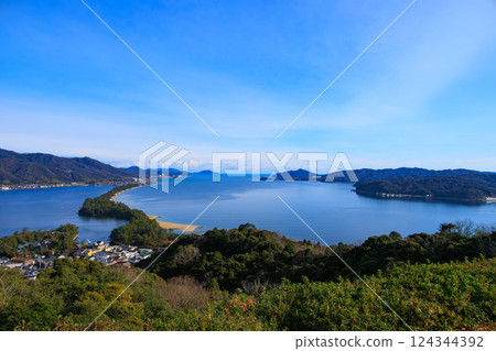 Amanohashidate, one of Japan's three most scenic spots, seen from a high vantage point Amanohashidate, one of Japan's three most scenic spots, seen from a high vantage point 124344392