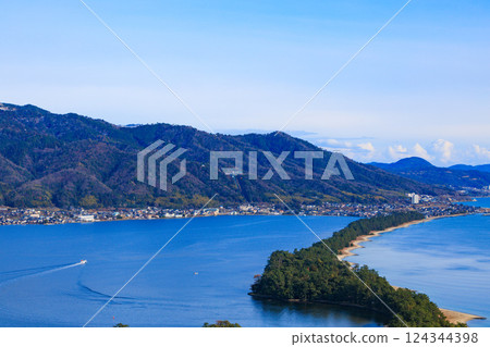 Amanohashidate, one of Japan's three most scenic spots, seen from a high vantage point Amanohashidate, one of Japan's three most scenic spots, seen from a high vantage point 124344398