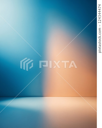 background with blurred shadow on blue floor and Peach color wall background with blurred shadow on blue floor and Peach color wall 124344474