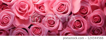Cluster Wall of Pink and Orange Roses 124344566