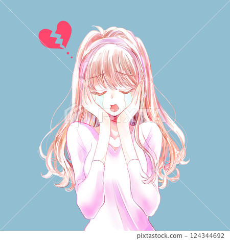 心碎哭泣的女人 124344692