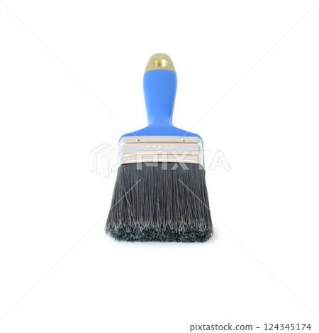 Blue paint brush on white background. Blue paint brush on white background. 124345174