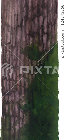 Realistic watercolor mossy tree trunk isolated on a white background Realistic watercolor mossy tree trunk isolated on a white background 124345356