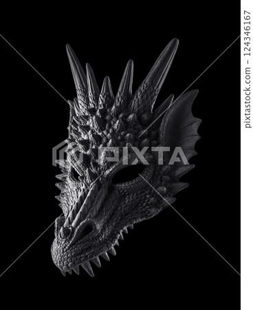 Black dragon head isolated on black background with clipping path Black dragon head isolated on black background with clipping path 124346167