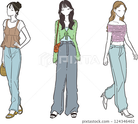 Simple illustration on the theme of summer 2025 fashion trends 124346402