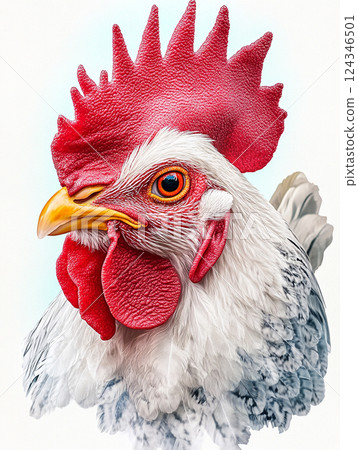 Vivid Rooster Portrait 124346501