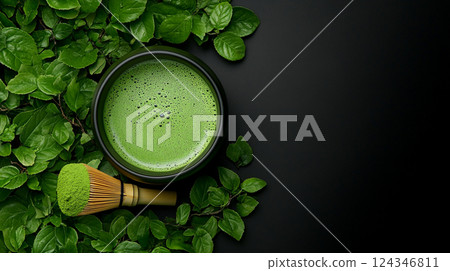 Matcha and Leaves 124346811