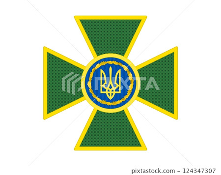 Ukrainian border cross green with gold tree vector Ukrainian border cross green with gold tree vector 124347307