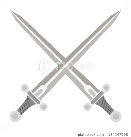 simple crossed swords drawing flat. flat vector simple crossed swords drawing flat. flat vector 124347308
