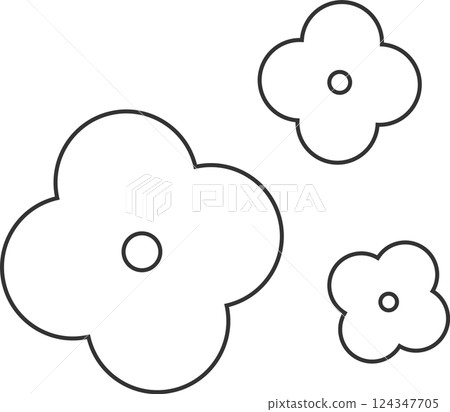 Simple line drawing three-flower monochrome vector icon 124347705